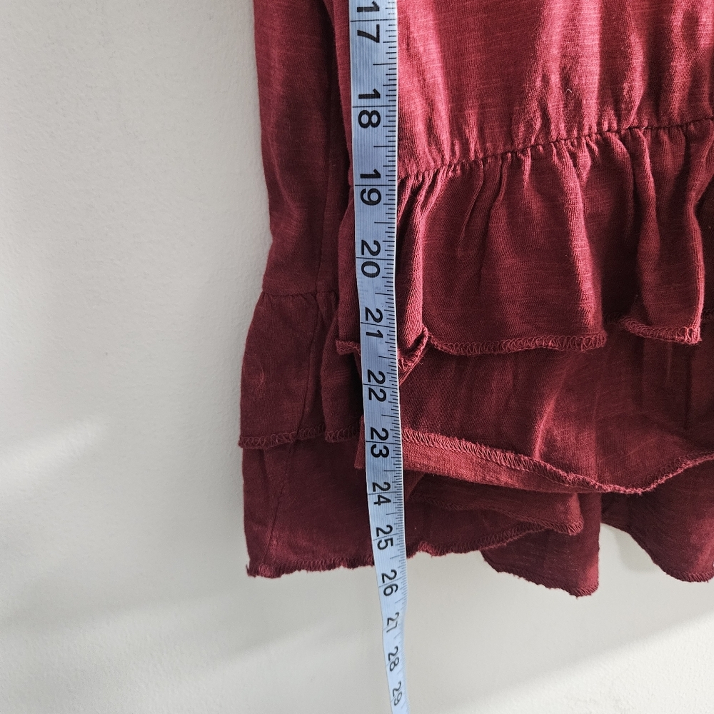 French Laundry Women’s Ombre Ruffle Hem Cotton Top Burgundy Pink Size XL - Picture 10 of 13